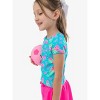 RuffleButts Toddler Girls UPF50+ Active Raglan Bow Shirt - Neon Happy Hibiscus, 3T - 4 of 4
