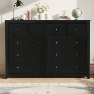 ORRD Modern Black 10-Drawer Dresser with Golden Handles - Wide Storage Chest for Bedroom Organization - 1 of 4
