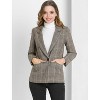 INSPIRE CHIC Women's Notched Lapel One Button Boyfriend Plaid Suit Blazer - 3 of 4