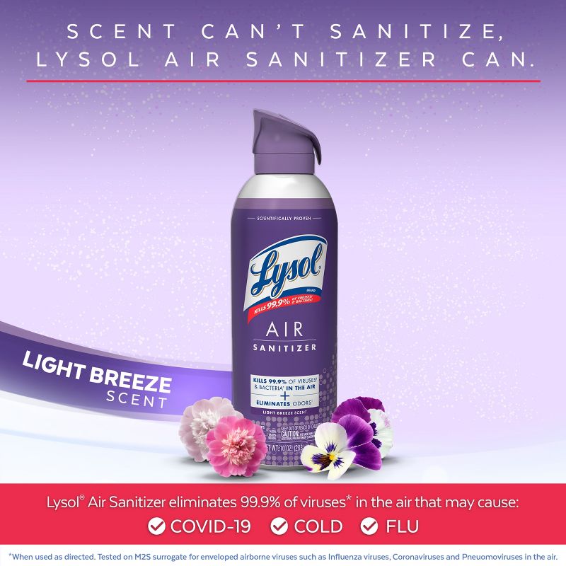 Lysol Air Sanitizing Spray - Light Breeze - 10oz, 4 of 14