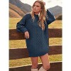Women's Oversized Chunky Knit Sweater Dress | Long Sleeve Cable Knit Short Dress for Fall Winter Vacations Navy - 4 of 4