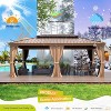 Erommy 14' x 20' Hardtop Gazebo, Wooden Finish Coated Aluminum Frame Canopy with Double Galvanized Steel Roof - 3 of 4