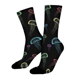 Dark Sea Jellyfish Women Printed Crew Socks Funny Funky Socks Soft Polyester Novelty Gifts for Artists Men - 1 of 1