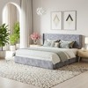 Okak Modern Gray Large-sized Platform Bed with Lifting Storage & Soft-padded Headboard,Upholstered Bed Frame for Primary Bedroom - 2 of 4