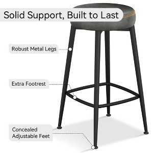 Dyonery Bar Stools Set of 2, 26.3" Height Mid Century Modern Swivel Counter Height Barstools with Back, Metal Base,Faux Leather - Green - 1 of 4