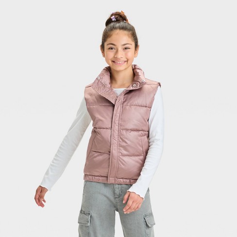 Girls pink puffer vest online