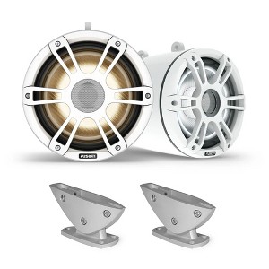 Fusion SG-FLT883SPW 8.8" Sports Grille White LED Tower Speakers with SG-FTMNTDK Universal Deck Mount Brackets, Pair - 1 of 4