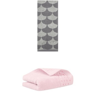 REGALWOVEN Cotton Geometric Absorbent Soft Decorative Hand Towel for Bathroom Hand Face Gym Spa 14" x 30"/13" x 29" 2 Pcs