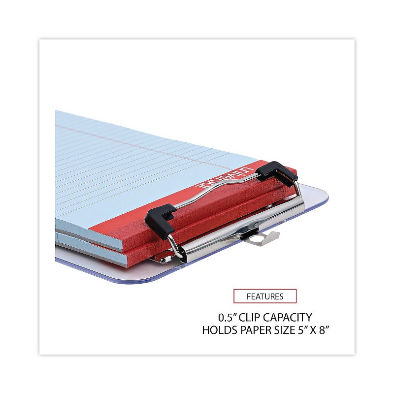 UNIVERSAL Plastic Clipboard with Low Profile Clip 1/2" Capacity Holds 5 x 8 Clear 40312, 4 of 7