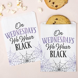 Big Dot of Happiness Goth Girl Paper Treat Bags, Black & Purple Party Individual Candy Snack Favors, Greaseproof White Sandwich Cookie Bags - 25 Count - 1 of 4