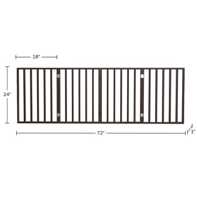 Brown 4-Panel Freestanding Retractable Pet Gate with Metal Hinges