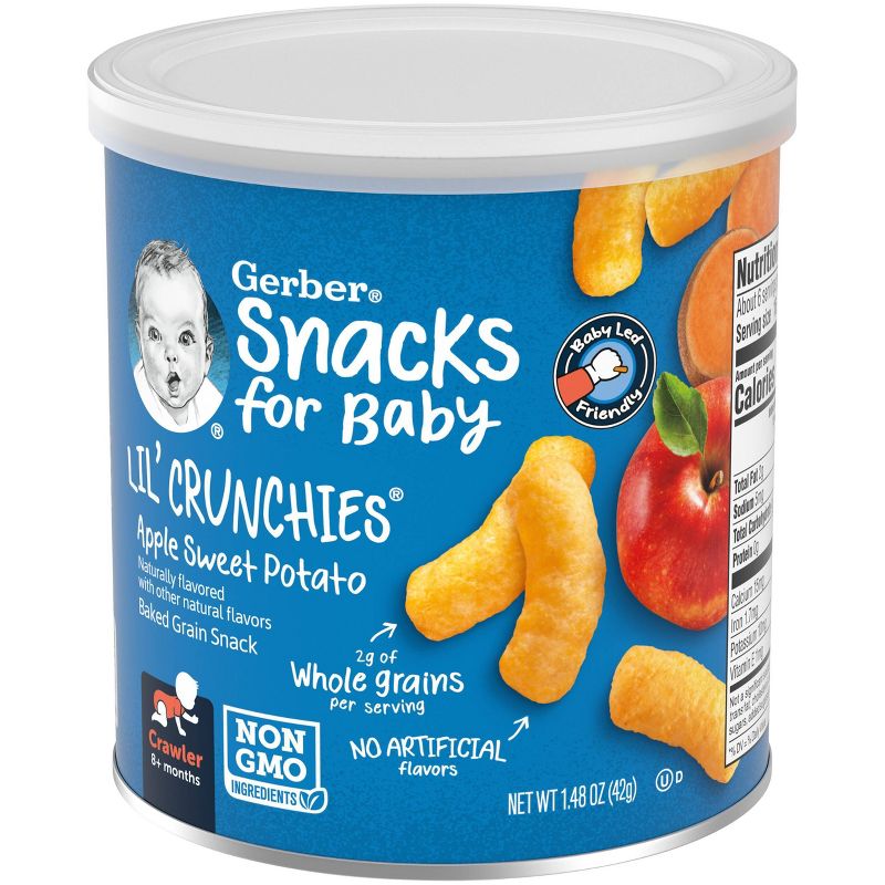 Gerber Lil' Crunchies Baked Whole Grain Corn Snack Apple and Sweet Potato - 1.48oz, 4 of 10