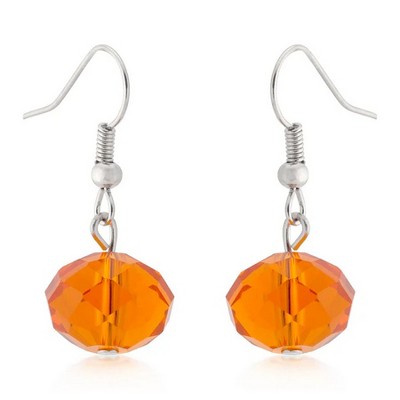 ShineHigh Orange Faceted Bead Dangle Earrings for Women – Silver-Tone Rhodium-Plated Drop Earrings with Hook Back and Simulated Crystal Accent