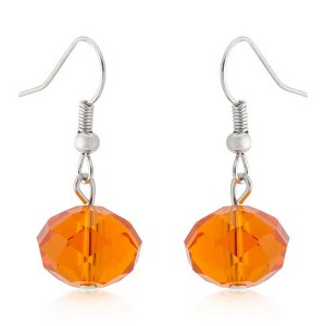 ShineHigh Orange Faceted Bead Dangle Earrings for Women – Silver-Tone Rhodium-Plated Drop Earrings with Hook Back and Simulated Crystal Accent - 1 of 1
