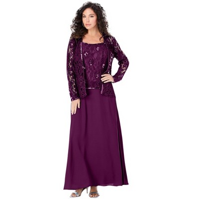 Roaman's Women's Plus Size Lace Jacket Gown