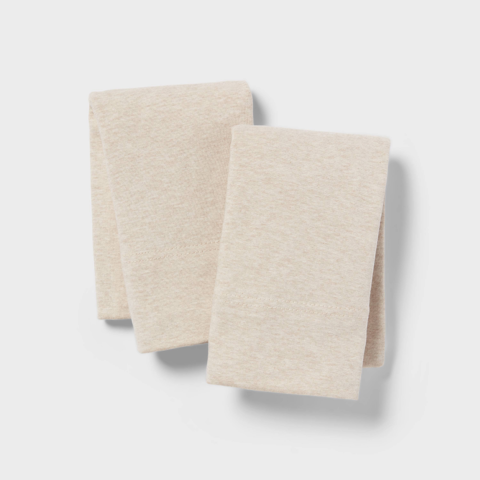 Standard Cotton Jersey Pillowcase Oatmeal Heather - Threshold™