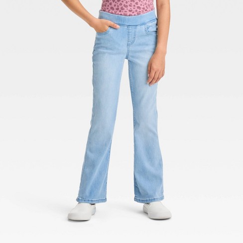 Girls' Mid-rise Pull-on Flare Jeans - Cat & Jack™ Light Wash 8 : Target