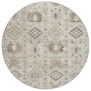 Linen And Ivory Floral Medallion Washable Indoor Outdoor Area Rug - 1 of 4