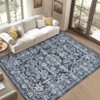 Vintage Machine Washable Area Rug for Living Room Kitchen Non Slip Non Shedding Distressed Floral Printed Carpet - 2 of 4