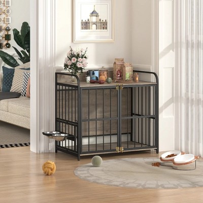 Heavy Duty Dog Crate Furniture for Large Medium Dog,Wooden Side End Table Crate,Dog Kennel With Doors,Dog Houses Indoor-Cuddlewood