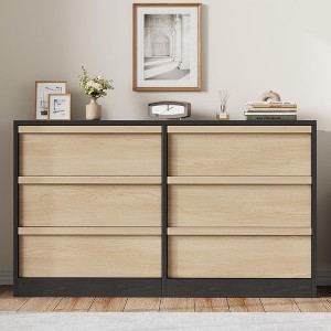 Jojoka 6 Drawer Dresser for Bedroom, Modern Double Dresser Organizer with 6 Drawers Large Storage - 1 of 4