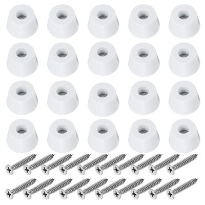 Unique Bargains Non Slip Rubber Cutting Board Feet with 304 Stainless Steel Screws White 12 Pcs
