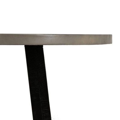 Gray Concrete and Acacia Round Dining Table for Six