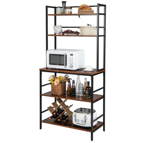 5-Tier Kitchen Bread Rack, Microwave Oven Stand, Kitchen Baker's Rack,  Heavy Duty Organizer Rack, Adjustable Utility Storage Shelf for Living  Room