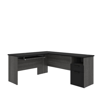 Norma L Shaped Desk Black/Bark Gray - Bestar
