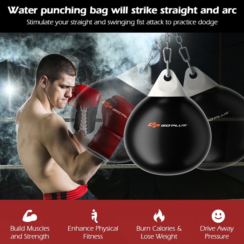 Costway 18'' 110Lbs Heavy Water Filled Punching Aqua Training Boxing Bag Home Gym Hook, 5 of 11