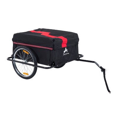 Aosom Elite Two-Wheel Bicycle Large Cargo Wagon Trailer with Oxford Fabric Folding Storage & Removable Cover Red