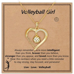 Athletic Jewelry Necklace 4 Sport Balls 16-19 Inch Adjustable Chain Gold Necklace-Volleyball - 1 of 4