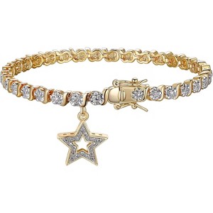 18k Yellow Gold Plated Diamond Accent Tennis Bracelets Bracelets with Accent S-Link Chain - 1 of 4