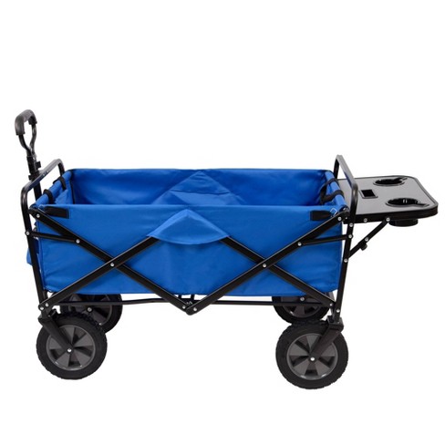 Mac Sports Heavy Duty Steel Frame Collapsible Folding 150 Pound Capacity Outdoor Garden Utility Wagon Yard Cart With Table And Cup Holders Blue Target