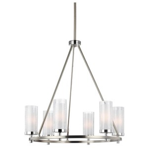 Generation Lighting Jonah 6 Lights Satin Nickel / Chrome Chandelier - 1 of 1