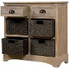 Sapphtopaz Rustic Decorative Storage Cabinet Sideboard Buffet Cabinet with Storage 2 Drawers 4 Classic Rattan Basket for Kitchen, Living Room - 2 of 4