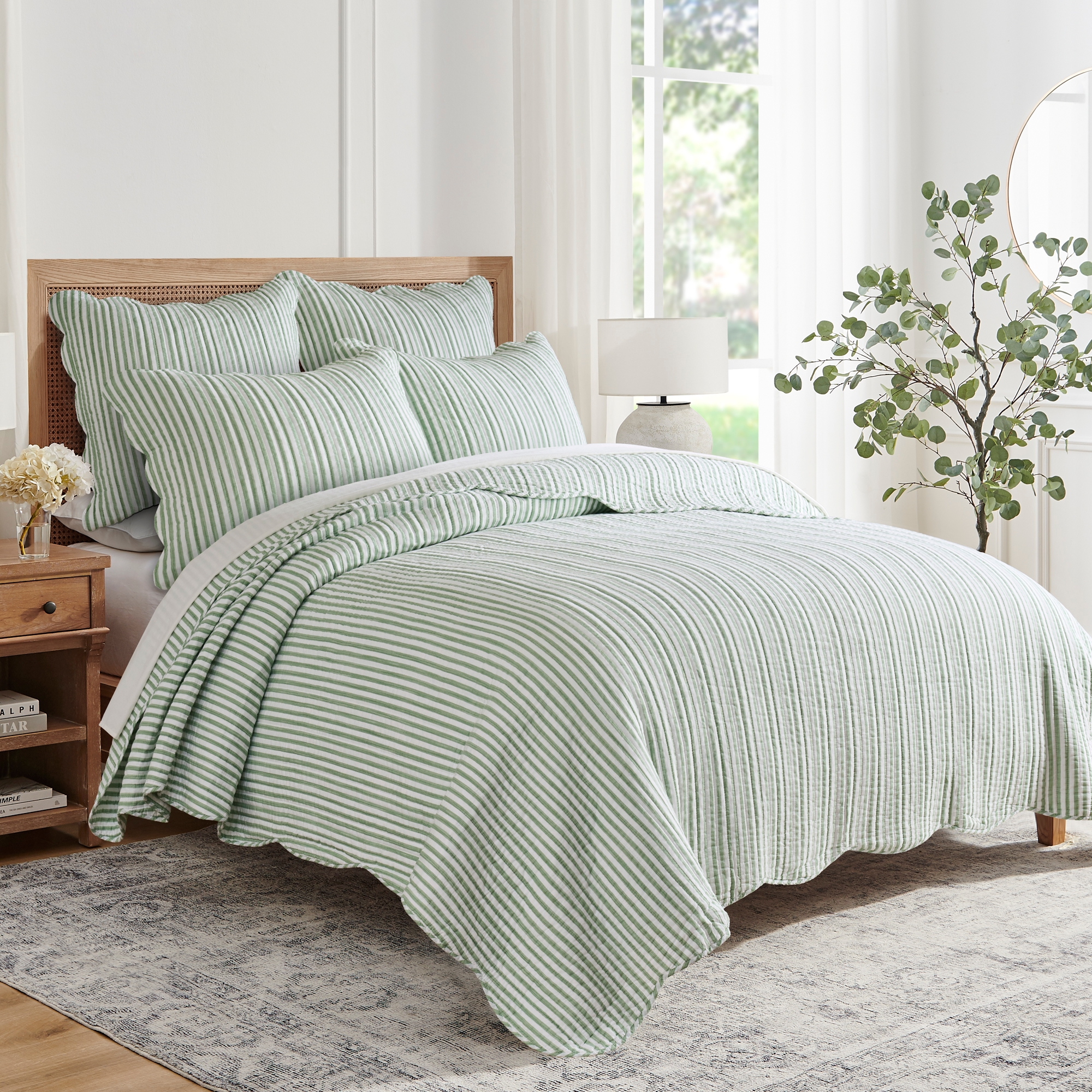 Martha Stripe Sage King Quilt Set - Levtex Home