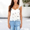 Anna-Kaci Women's Swiss Dot Sleeveless Babydoll Top with Ruffle Strap and Embroidered Polka Dots - 3 of 4