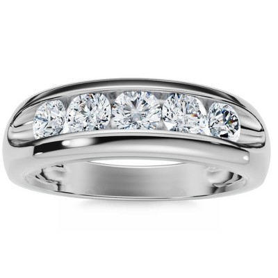 Pompeii3 Mens 3/4ct Diamond White Gold Wedding Ring Band New