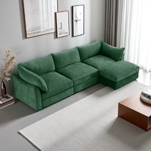 112.6" Chenille L-Shaped Modular Sectional Sofa with Storage Ottomans & Drawers Under Each Seat - 1 of 4