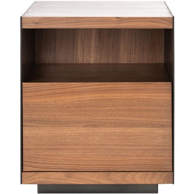 Lawrence 1 Drawer Nightstand - Walnut - Safavieh