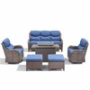 Belord All Weather Wicker Patio Furniture Set 6 Pieces, 6-INCH Extra Thick Cushion Outdoor Patio Firepit Set with Patio Sofa Swivel Chair and Ottoman - 3 of 4