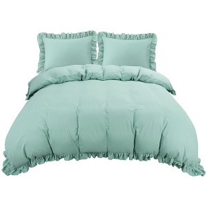 PiccoCasa 110GSM Brushed Microfiber Soft Duvet Cover Set with Corner Ties 3 Pcs - 1 of 4