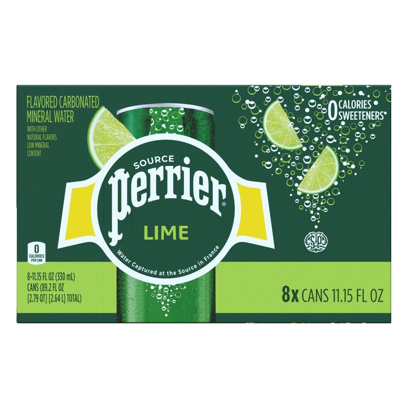 Perrier Lime Flavored Sparkling Water - 8pk/11.15 fl oz Cans, 1 of 12