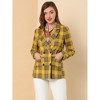 INSPIRE CHIC Women's Casual Fit Notched Lapel Double Breasted Plaid Formal Blazer - 2 of 4