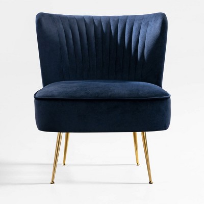 WestinTrends Phoebe Upholstered Tufted Velvet Accent Chair With Metal Leg