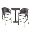 GDFStudio Markey Outdoor Wicker 3 Piece Bistro Bar Set with Cushion - 2 of 4