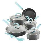 Rachael Ray Create Delicious 10pc Hard Anodized Cookware Set with Light Blue Handles