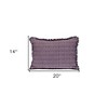 HomeRoots 14" X 20" Purple and White Striped Cotton Throw Pillow With Fringe - 3 of 4