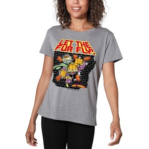 Women's Garfield Let The Fur Fly Loose T-Shirt Athletic Heather - 1 of 4